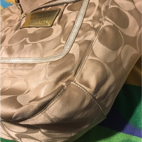 Coach Poppy Signature Large Tote Shoulder Handbag - Picture 7 of 15